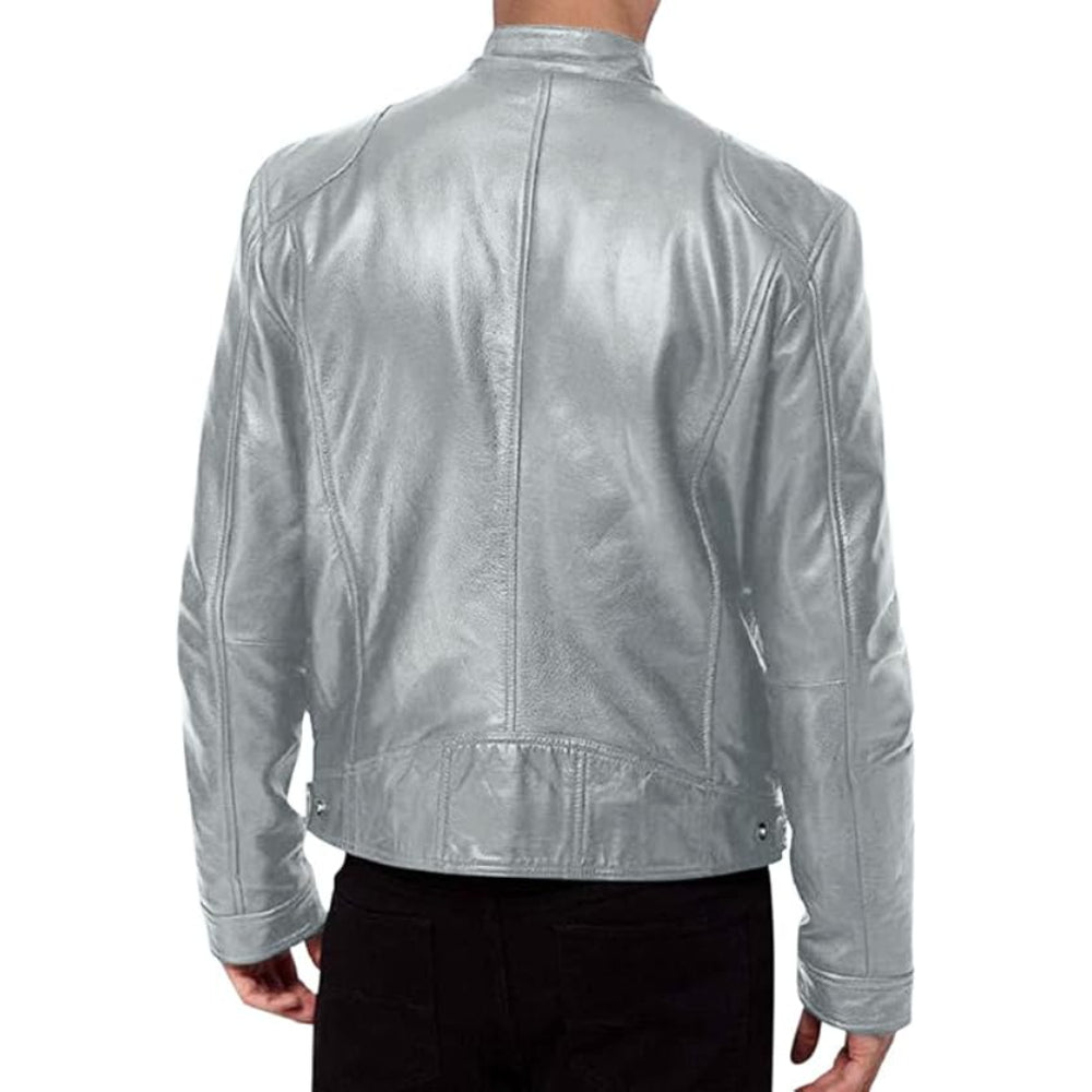 Men’s Leather Biker Jacket | Slim Fit Casual Moto Coat