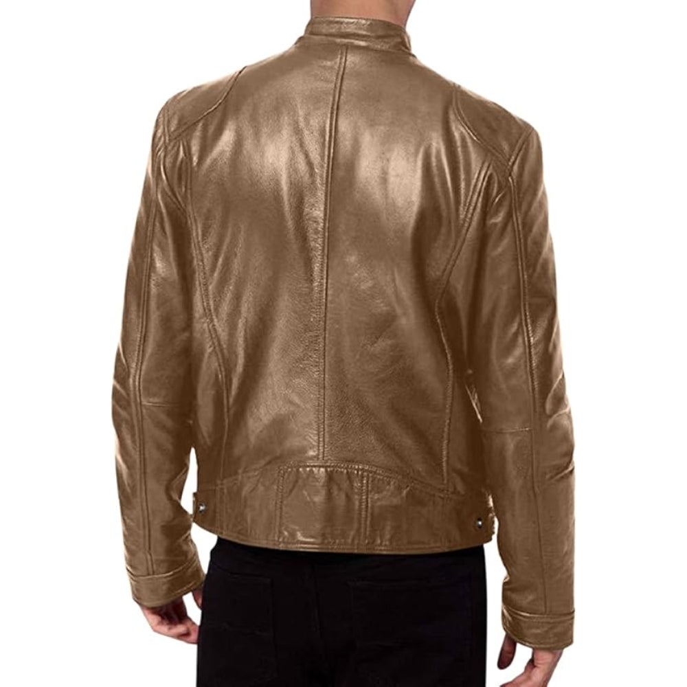 Men’s Leather Biker Jacket | Slim Fit Casual Moto Coat
