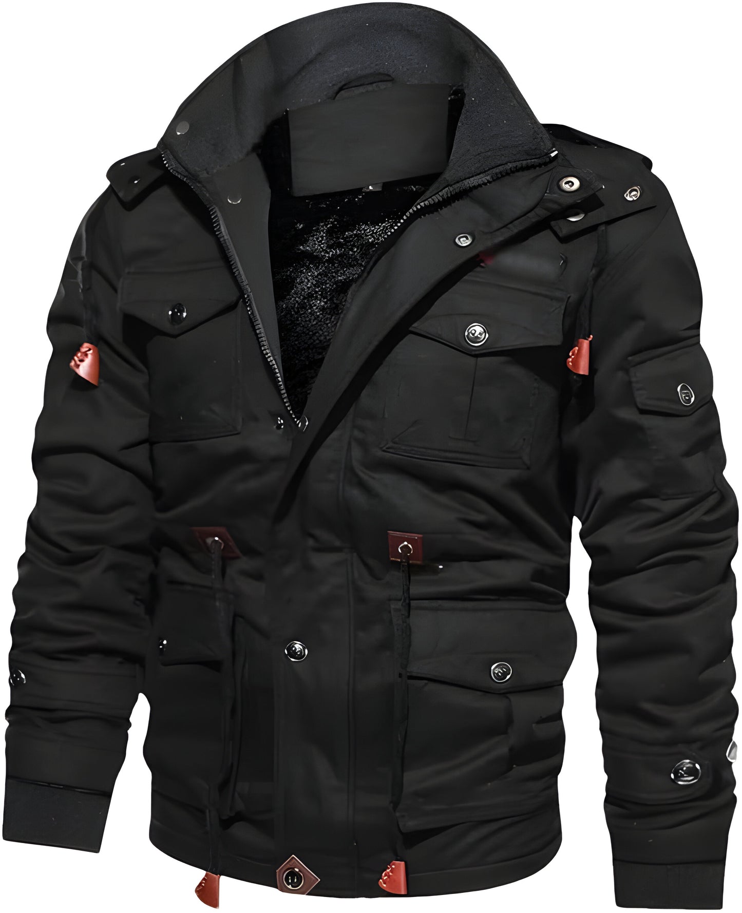 Men’s Warm Fleece-Lined Winter Jacket | Hooded Utility Multi Pocket
