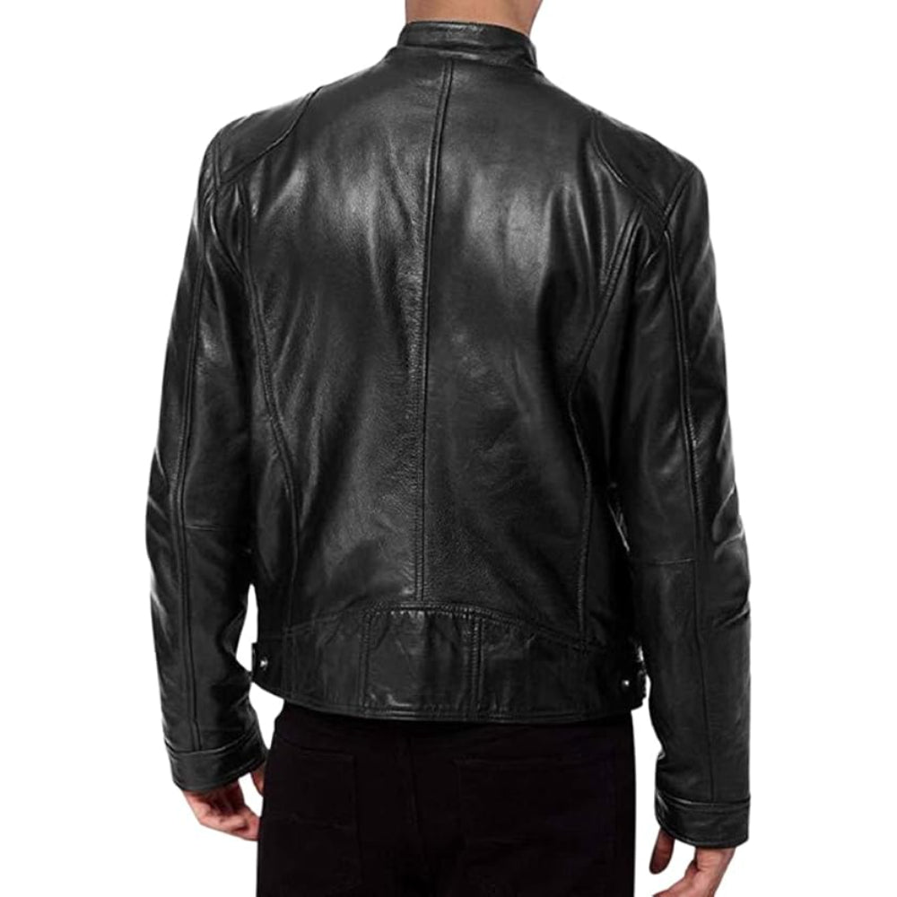 Men’s Leather Biker Jacket | Slim Fit Casual Moto Coat