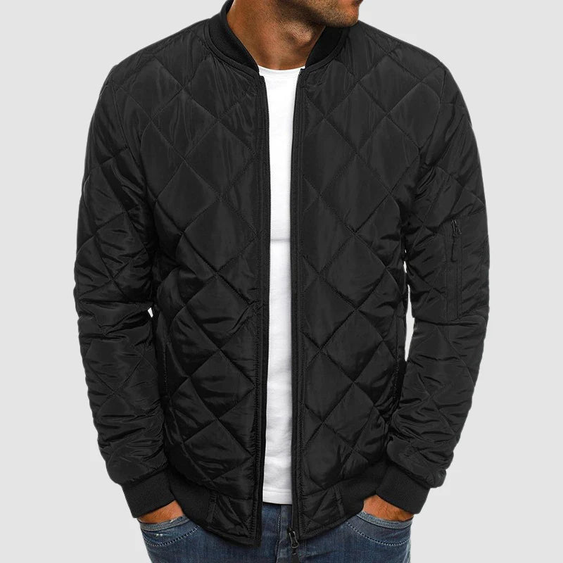 Men’s Quilted Bomber Jacket | Casual Lightweight Zip Up