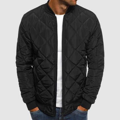 Men’s Quilted Bomber Jacket | Casual Lightweight Zip Up