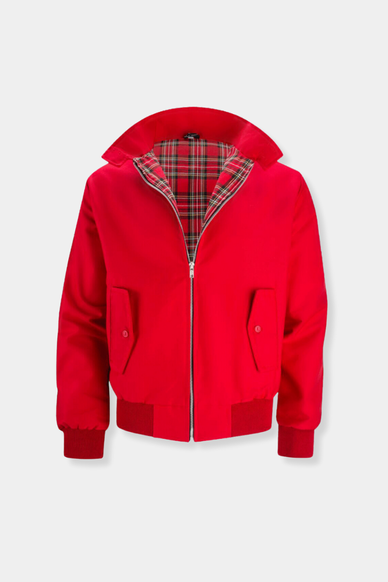 Men’s Lightweight Harrington Jacket | Casual Zip Up Plaid Lining