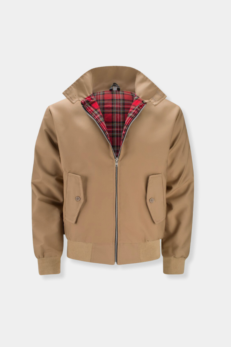 Men’s Lightweight Harrington Jacket | Casual Zip Up Plaid Lining