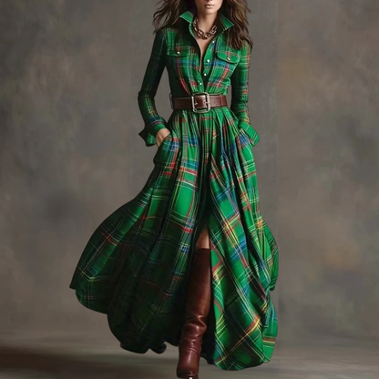 Women's Leopard Print Velvet Colorblock Lapel Long Overcoat