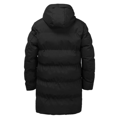 Men’s Hooded Long Puffer Jacket | Warm Quilted Winter Coat