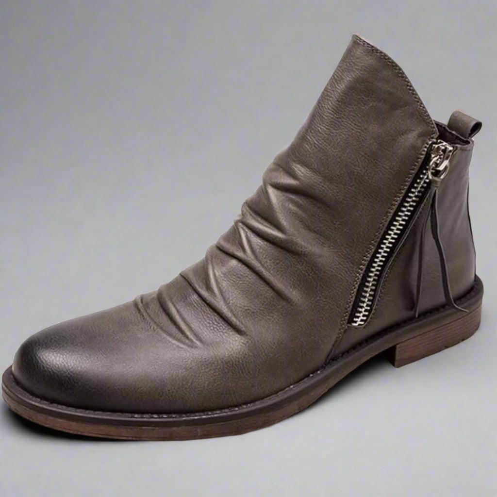 Men’s Leather Ankle Boots | Durable Smart Casual Zip Design