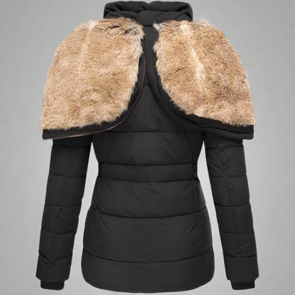 Women’s Puffer Jacket | Warm Hooded Faux Fur Insulated Winter