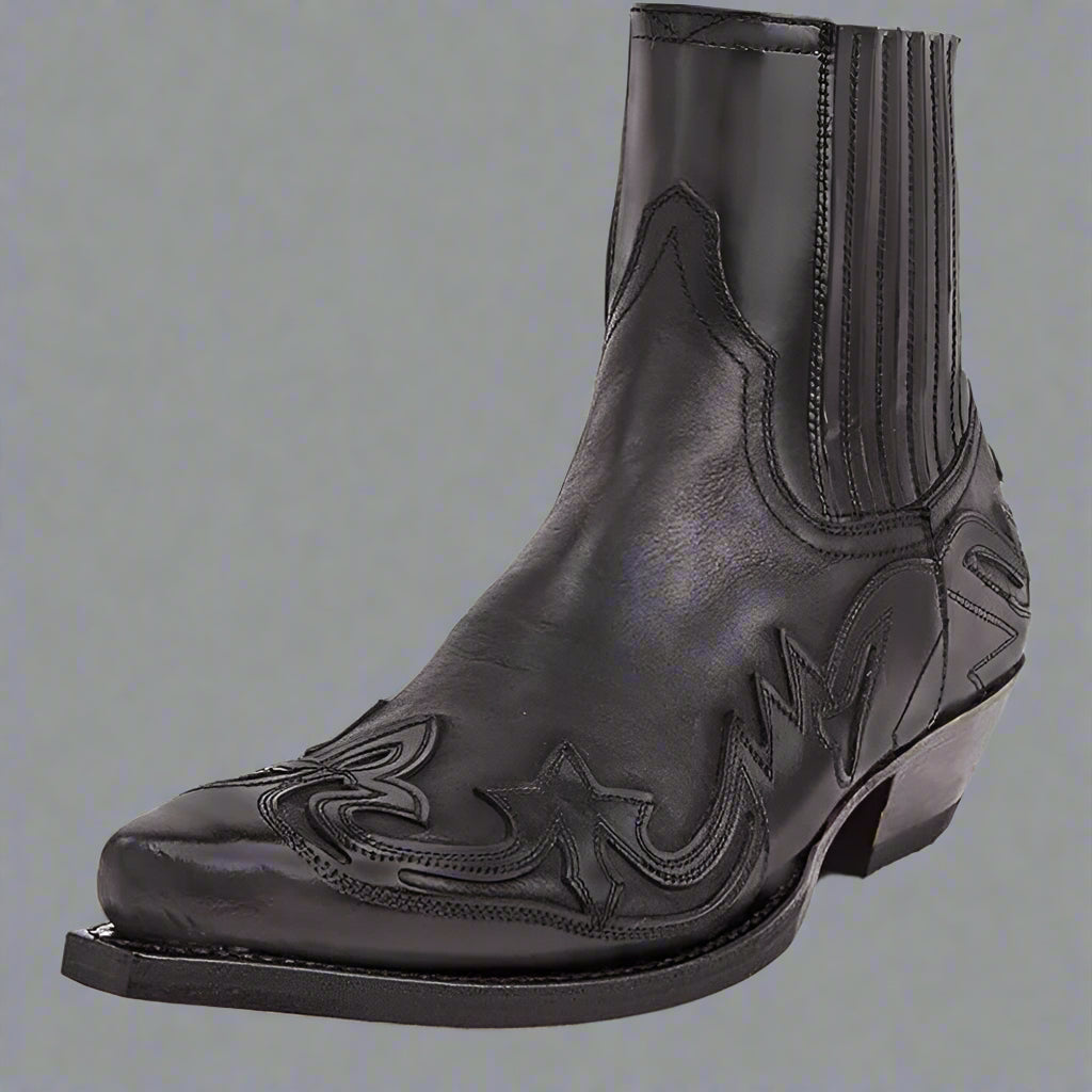 Men's Leather Cowboy Boots | Western Pointed Toe Ankle Slip On