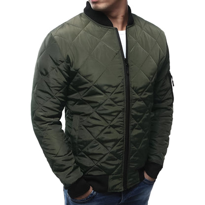Men’s Quilted Bomber Jacket | Casual Lightweight Zip Up