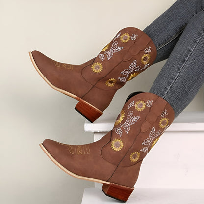 Women’s Embroidered Knee High Cowboy Boots – Bohemian Comfortable Fit