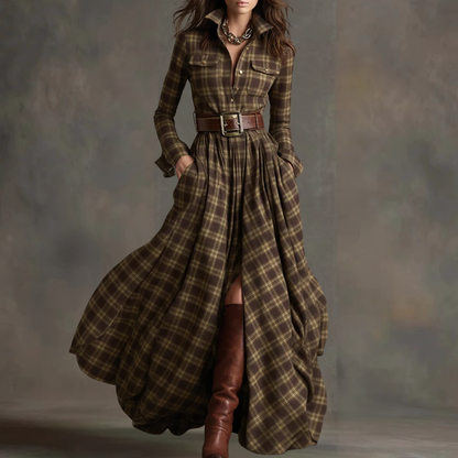 Women's Leopard Print Velvet Colorblock Lapel Long Overcoat