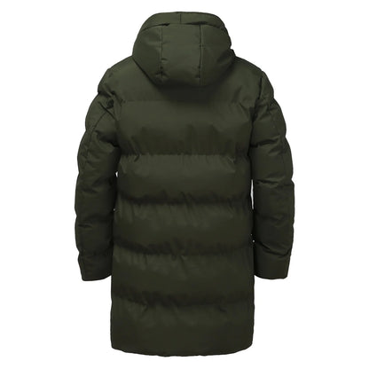 Men’s Hooded Long Puffer Jacket | Warm Quilted Winter Coat