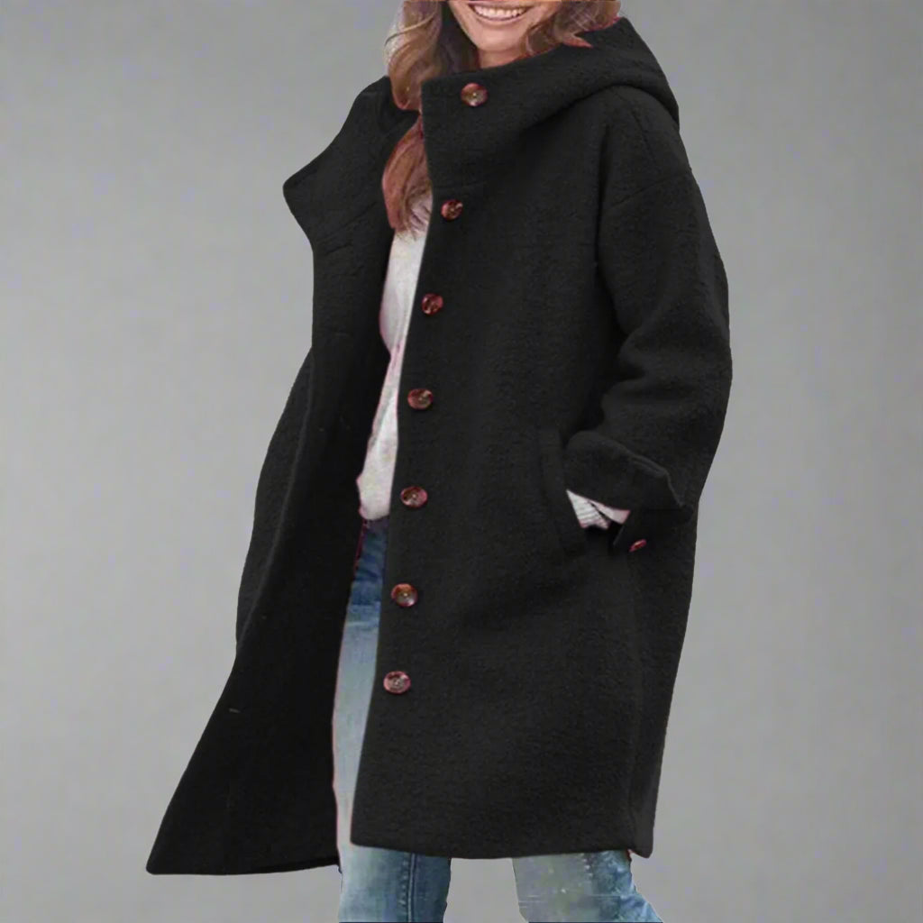 Women’s Oversized Wool Coat | Long Casual Button Up