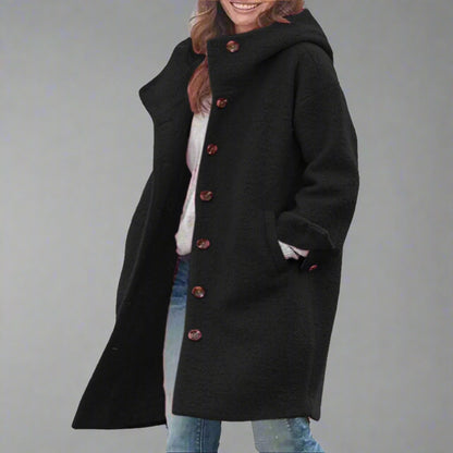Women’s Oversized Wool Coat | Long Casual Button Up