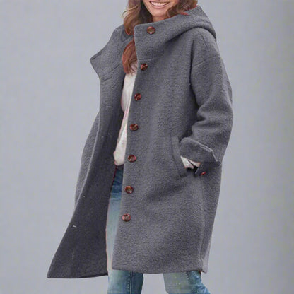 Women’s Oversized Wool Coat | Long Casual Button Up