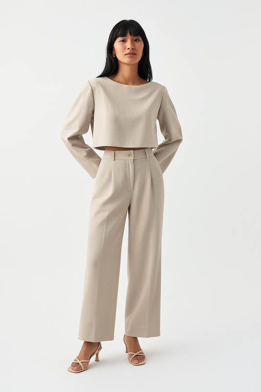 Women's Co-Ord Set | Crop Top, High Waist Trousers