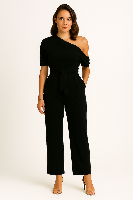 Women’s Elegant Jumpsuit | One Shoulder, Wide Leg