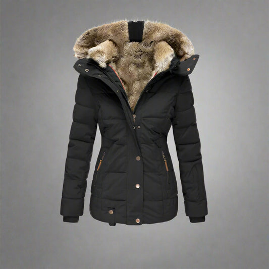 Women’s Puffer Jacket | Warm Hooded Faux Fur Insulated Winter