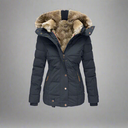 Women’s Puffer Jacket | Warm Hooded Faux Fur Insulated Winter