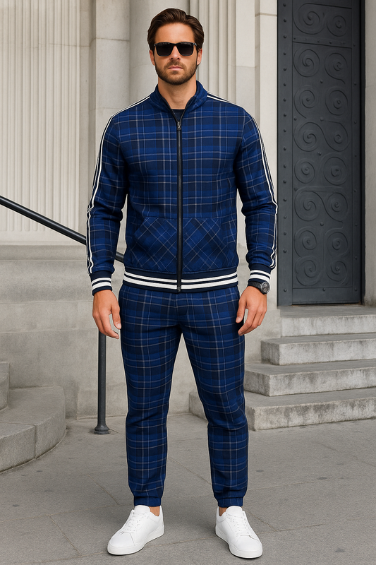 Men’s Plaid Two Piece Set | Pants and Top, Sporty