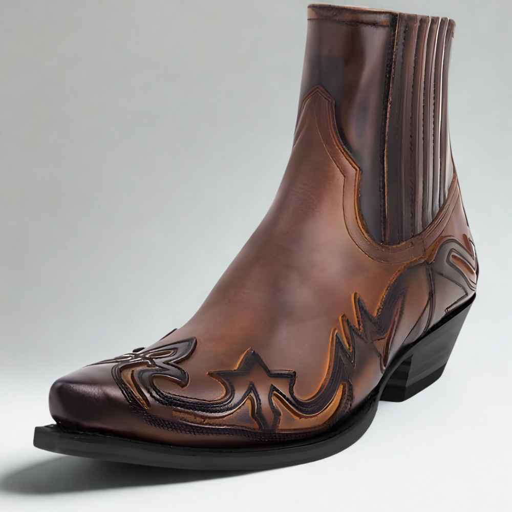 Men's Cowboy Ankle Boots - Western Leather