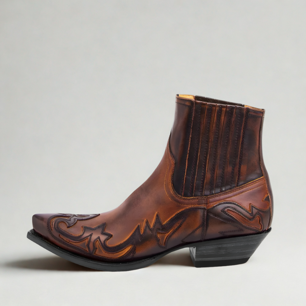 Men's Cowboy Ankle Boots - Western Leather