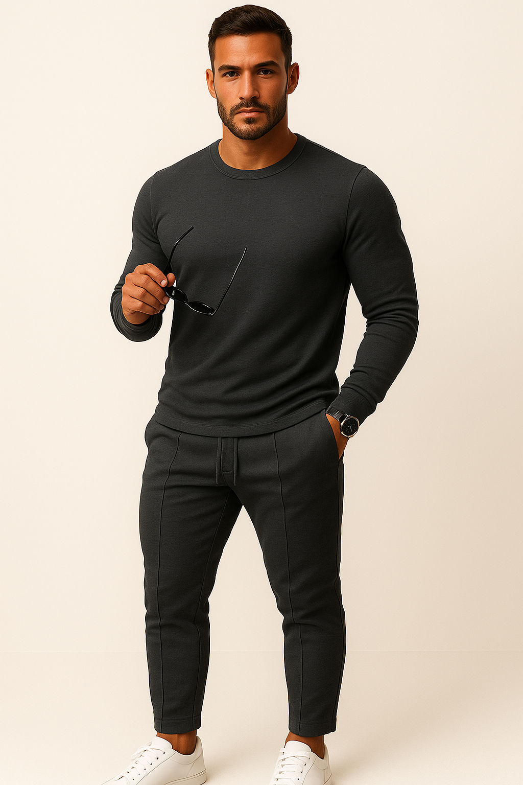 Men’s Slim Fit Two Piece Set | Pants and Top, Modern