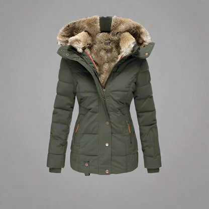 Women’s Puffer Jacket | Warm Hooded Faux Fur Insulated Winter