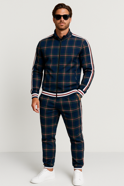Men’s Plaid Two Piece Set | Pants and Top, Sporty
