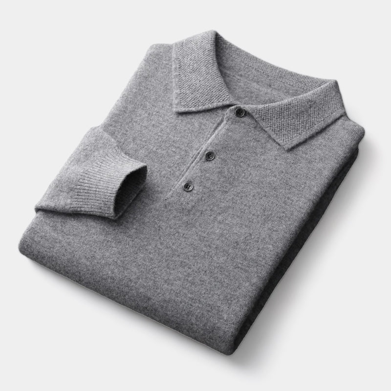 Men's Polo Collar Knit Jumper | Warm Long Sleeve Smart Casual