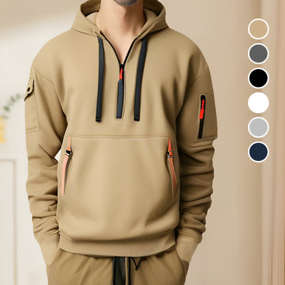 Men’s Half Zip Pullover Hoodie – Long Sleeve Utility Sweatshirt