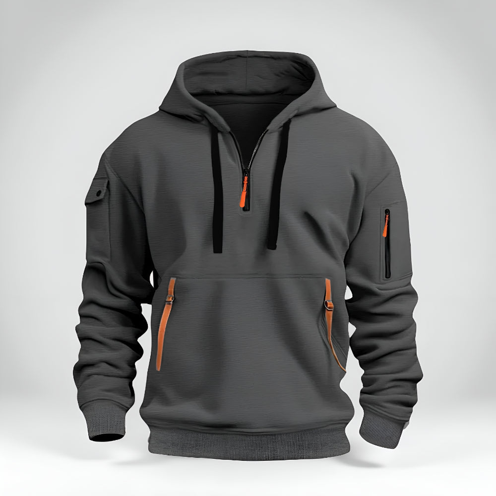 Men’s Half Zip Pullover Hoodie – Long Sleeve Utility Sweatshirt