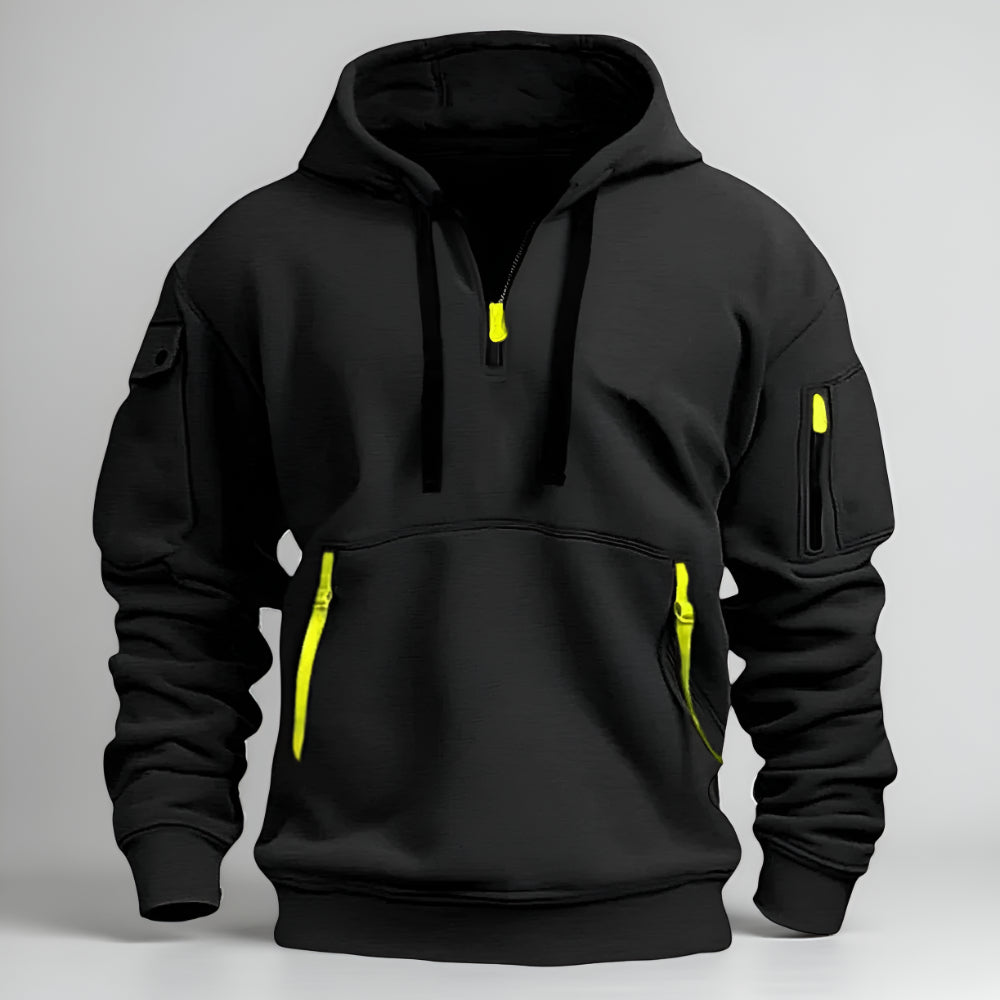 Men’s Half Zip Pullover Hoodie – Long Sleeve Utility Sweatshirt