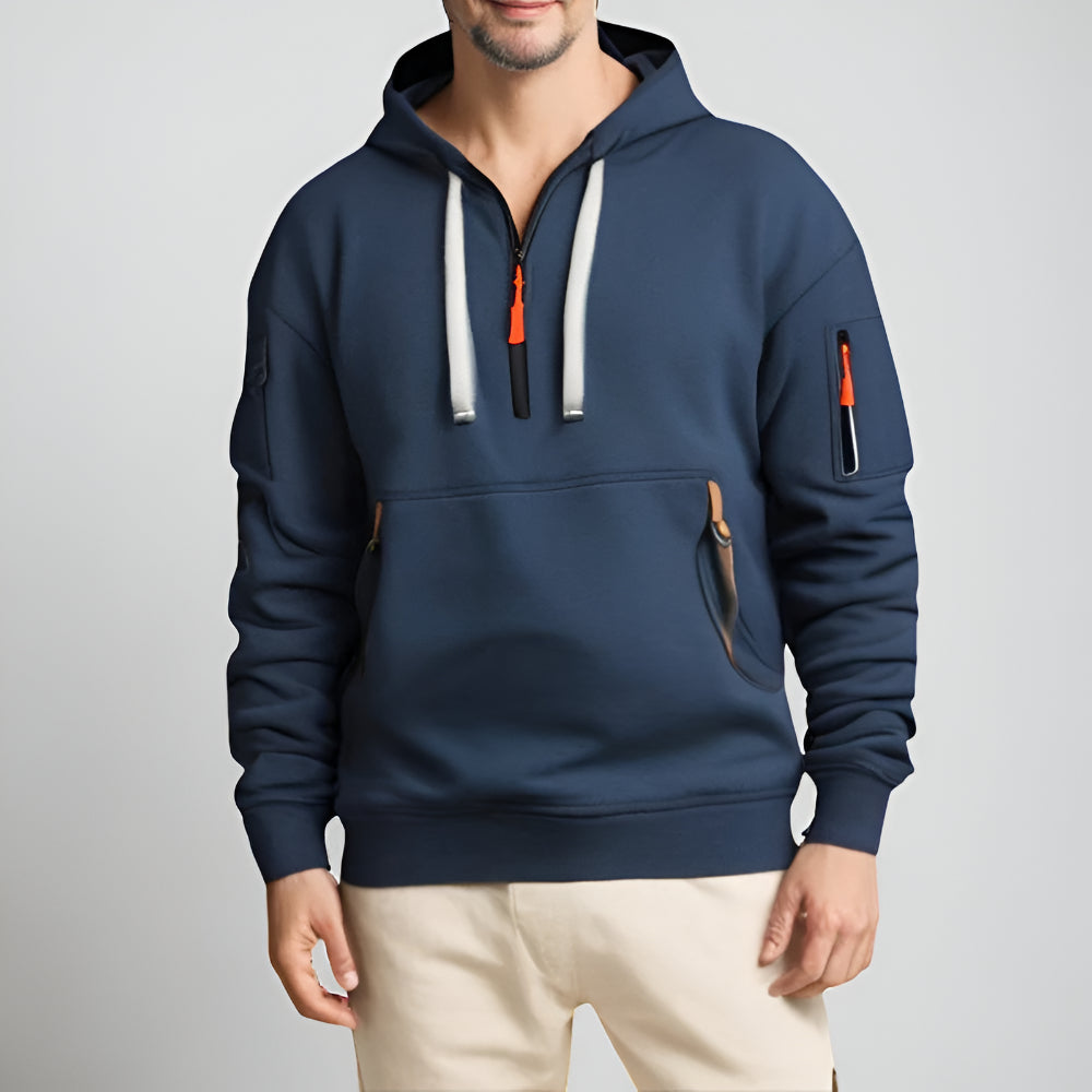 Men’s Half Zip Pullover Hoodie – Long Sleeve Utility Sweatshirt