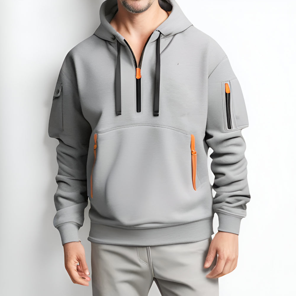 Men’s Half Zip Pullover Hoodie – Long Sleeve Utility Sweatshirt