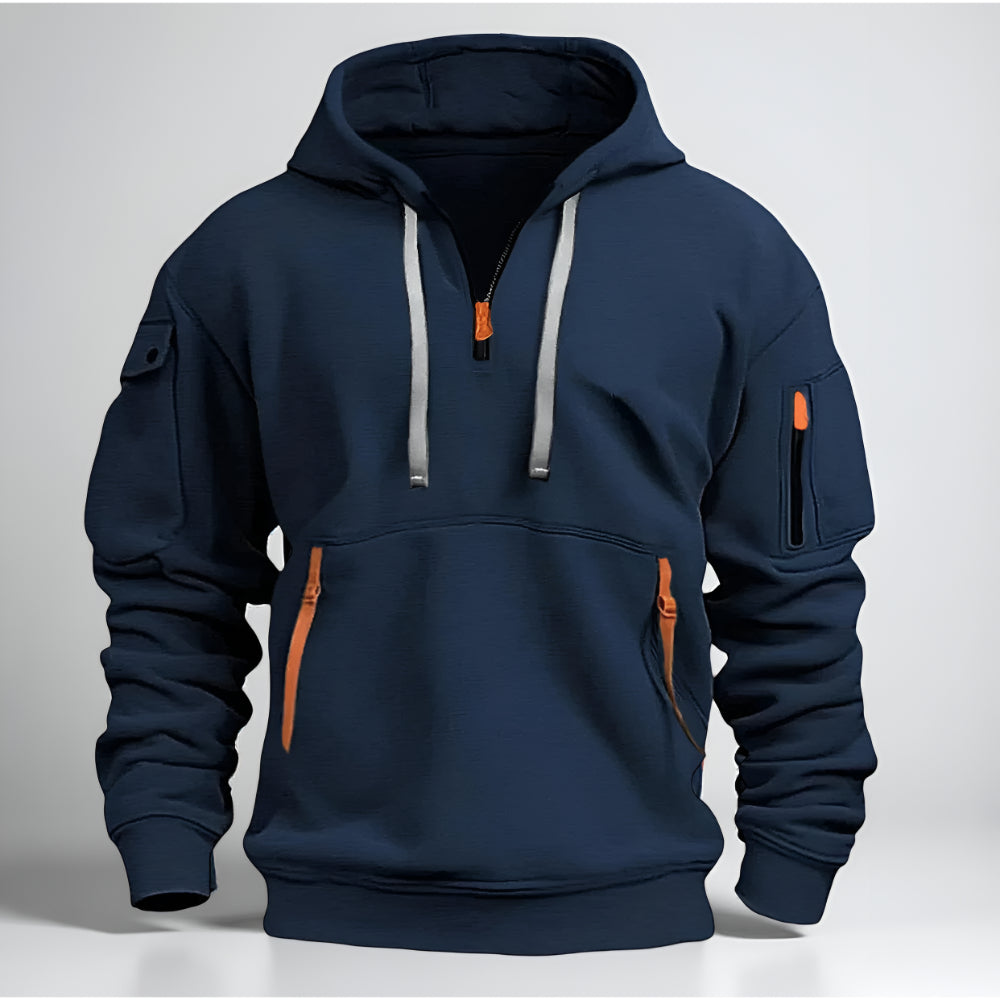 Men’s Half Zip Pullover Hoodie – Long Sleeve Utility Sweatshirt