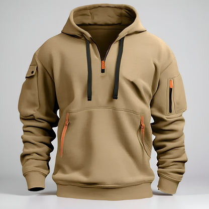 Men’s Half Zip Pullover Hoodie – Long Sleeve Utility Sweatshirt