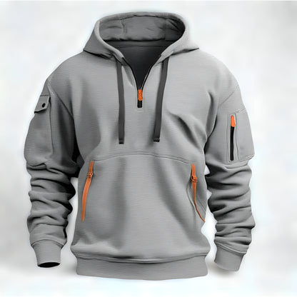Men’s Half Zip Pullover Hoodie – Long Sleeve Utility Sweatshirt