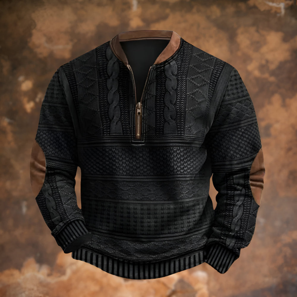 Men’s Knitted Half Zip Pullover – Long Sleeve Winter Jumper