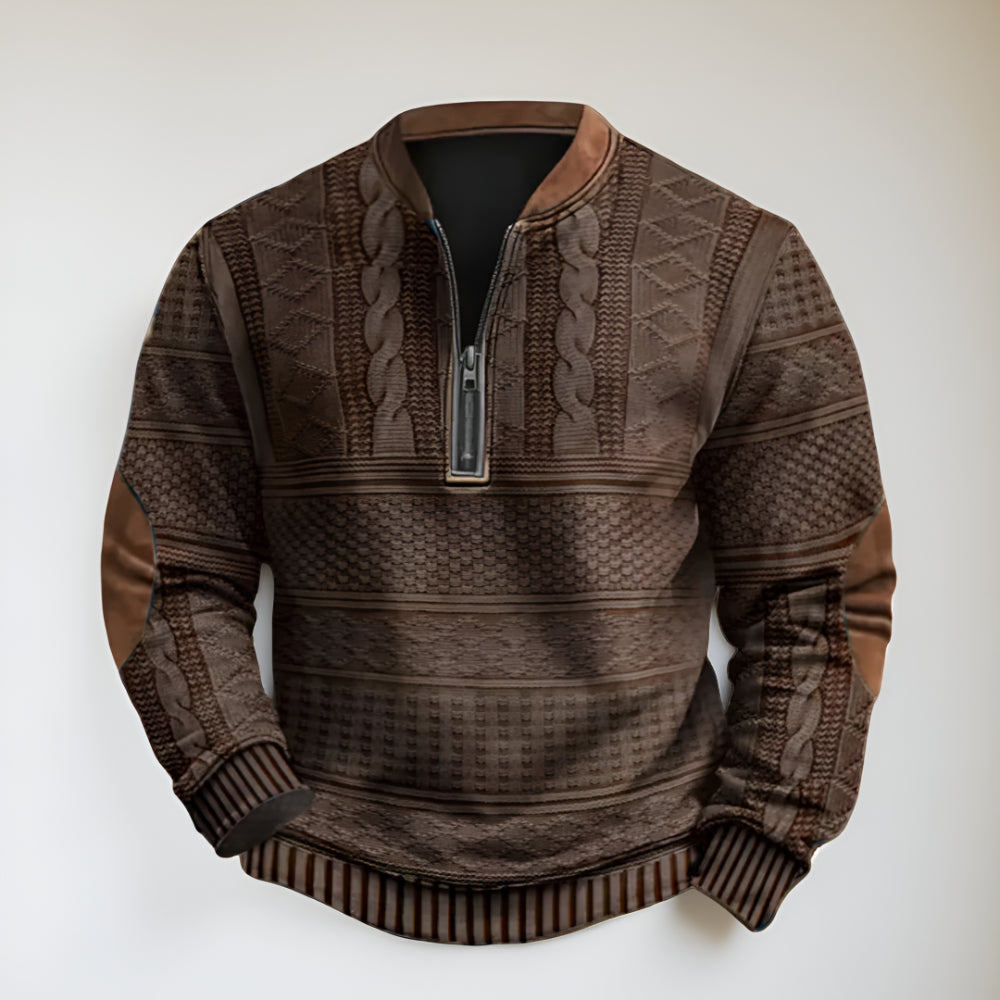 Men’s Knitted Half Zip Pullover – Long Sleeve Winter Jumper