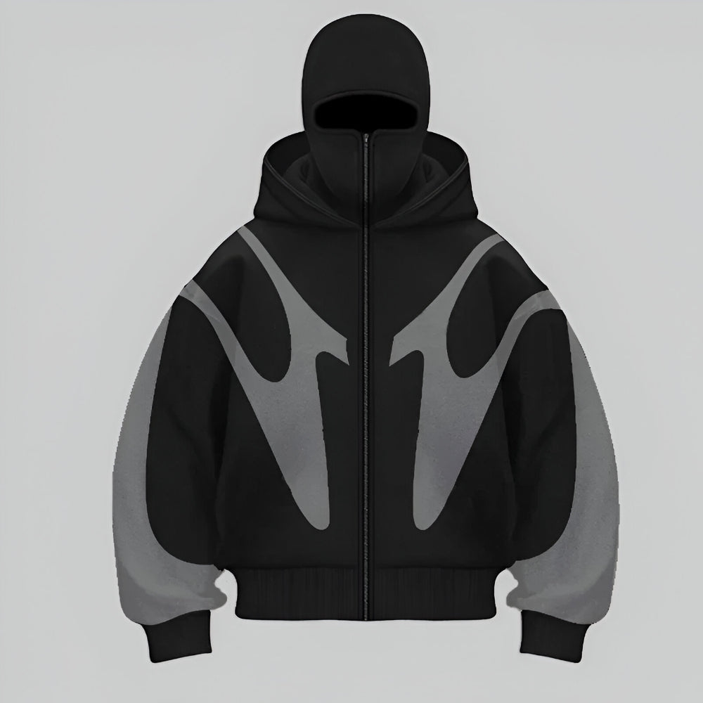 Men’s Oversized Full Zip Hoodie – Techwear Balaclava