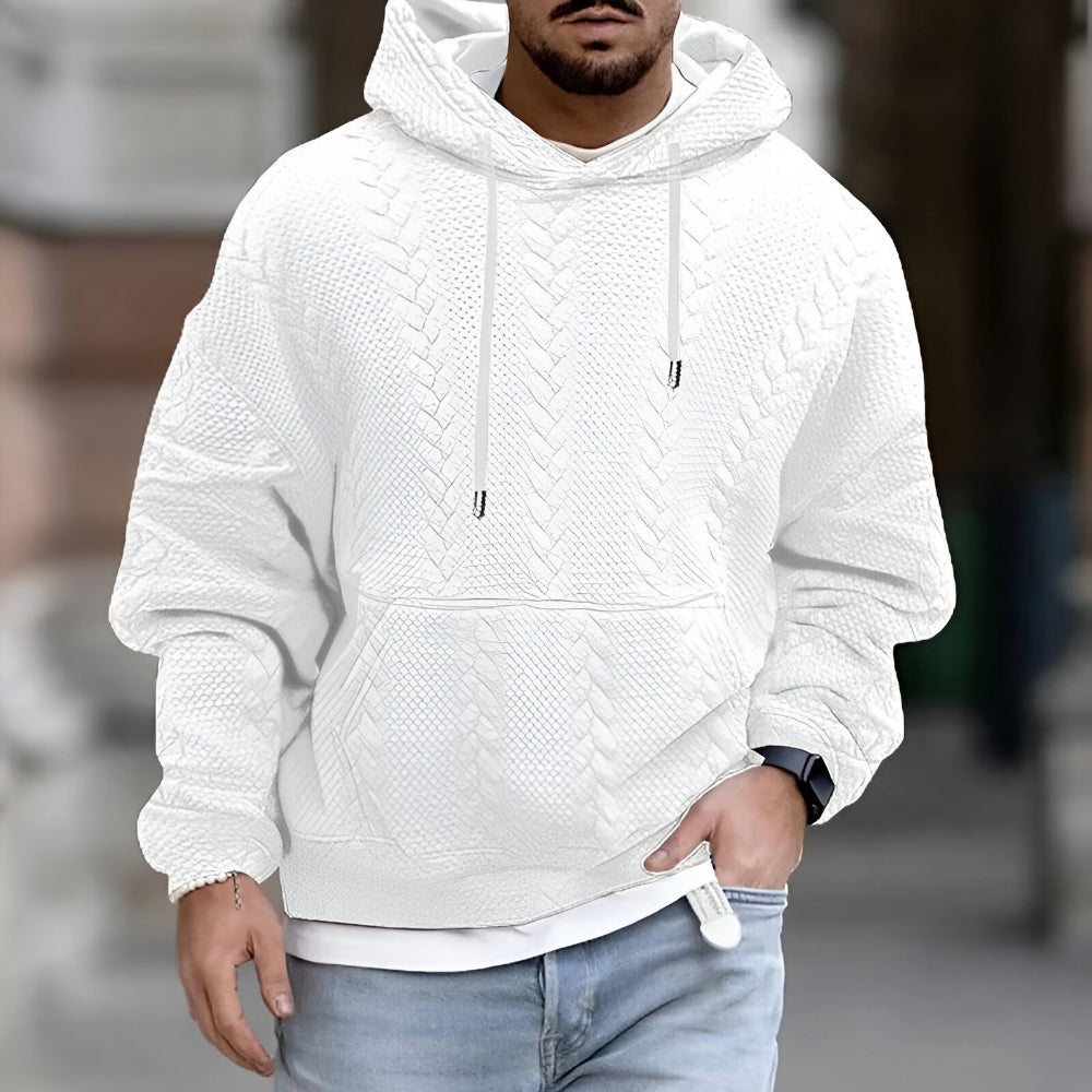 Men’s Oversized Knitted Hoodie – Long Sleeve Winter Jumper