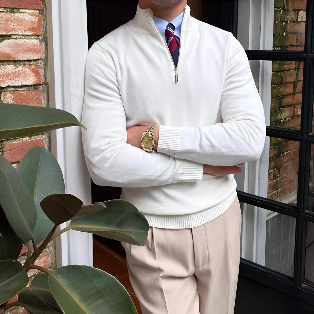 Men’s Smart Casual Half Zip Sweater – Warm Knitwear