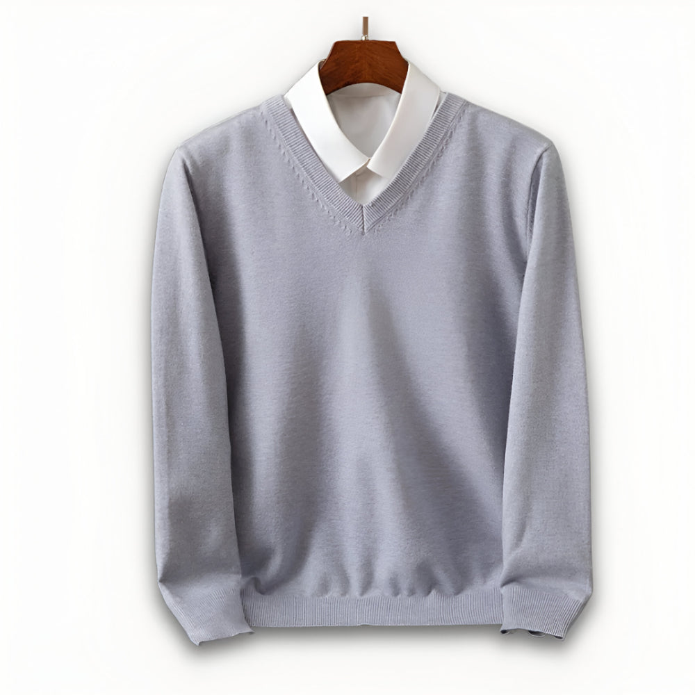 Men's V Neck Sweater – Long Sleeve Layered Knitwear