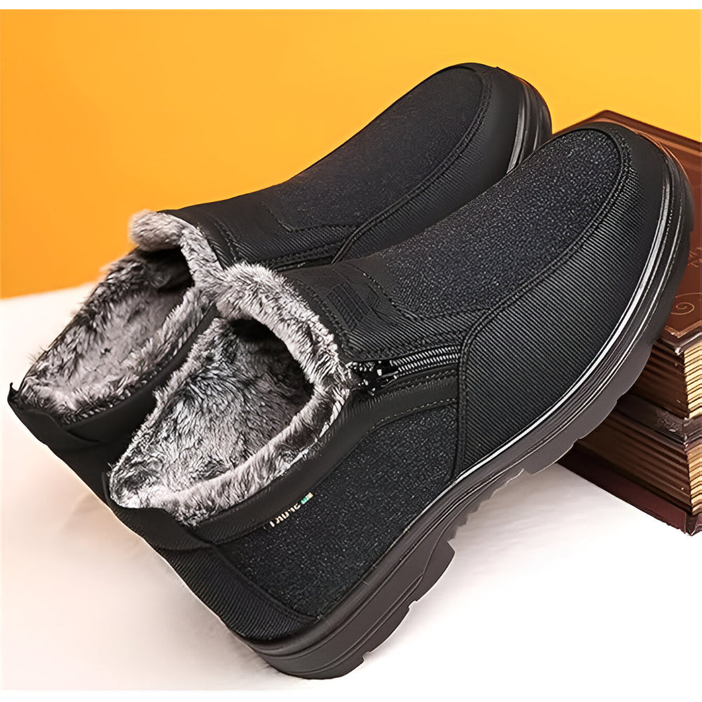 Men's Warm Snow Boots – Zip-up Comfortable Ankle Boots