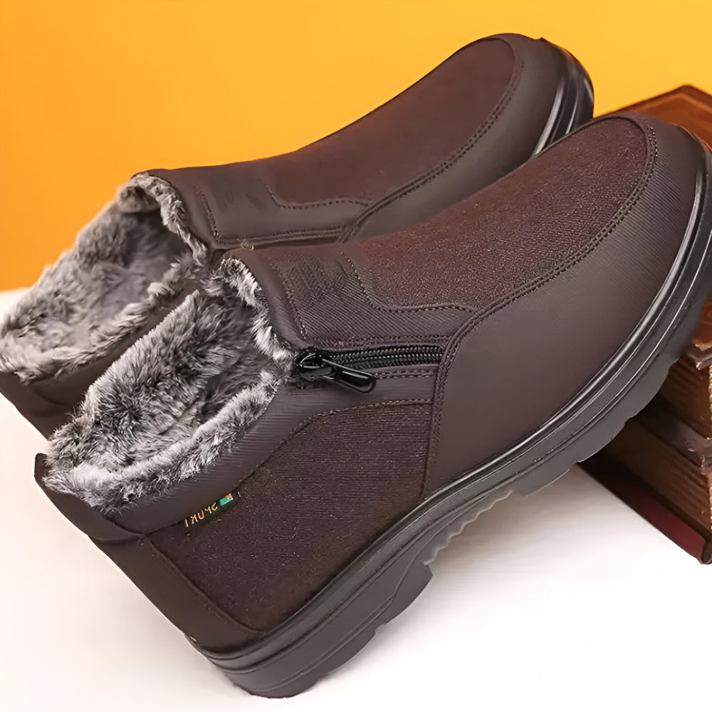 Men's Warm Snow Boots – Zip-up Comfortable Ankle Boots