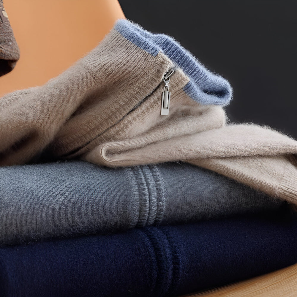 Men's Zip Cashmere Sweater – Soft Warm Knitwear
