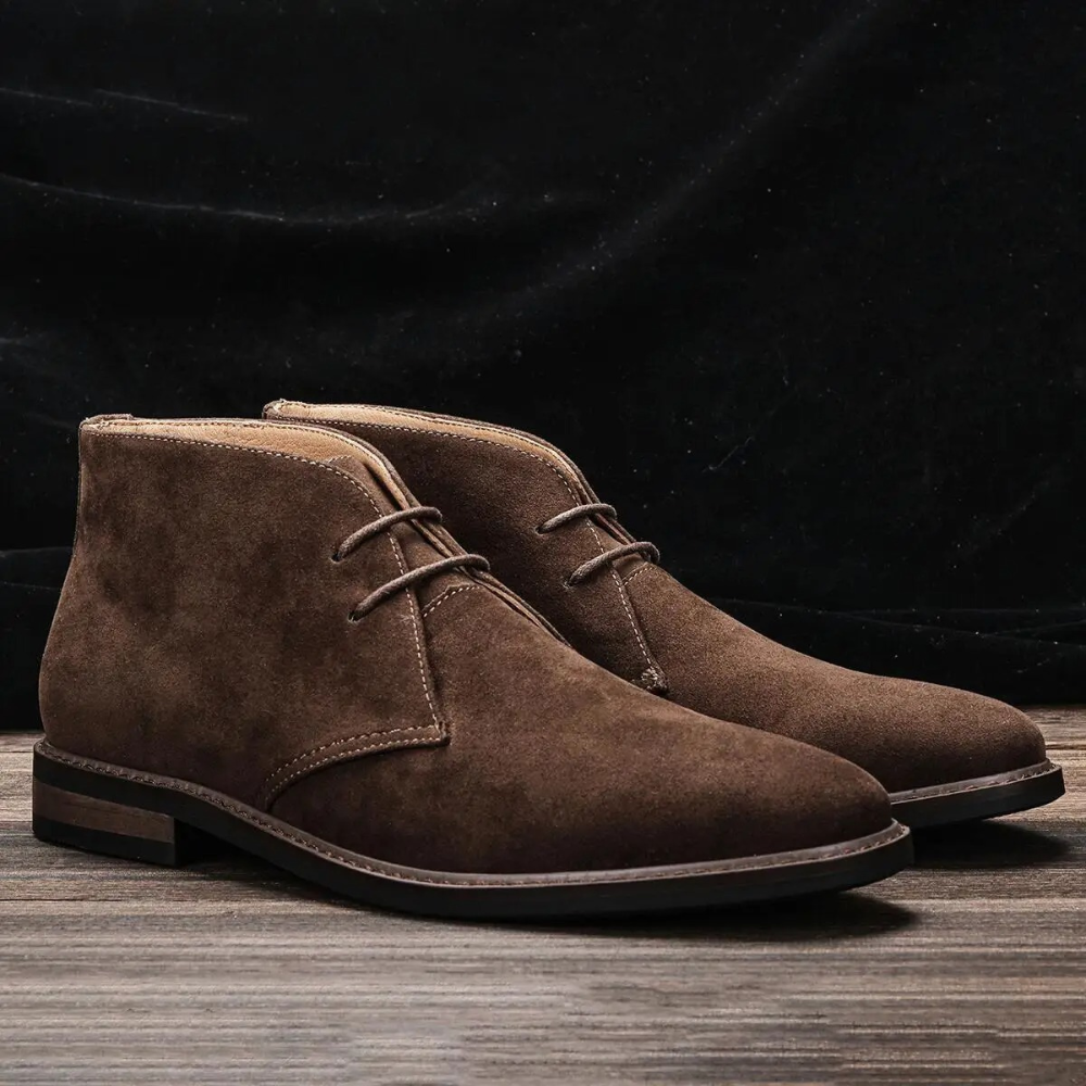 Men's Brown Ankle Boots Chukka Style Lace-Up Design 1