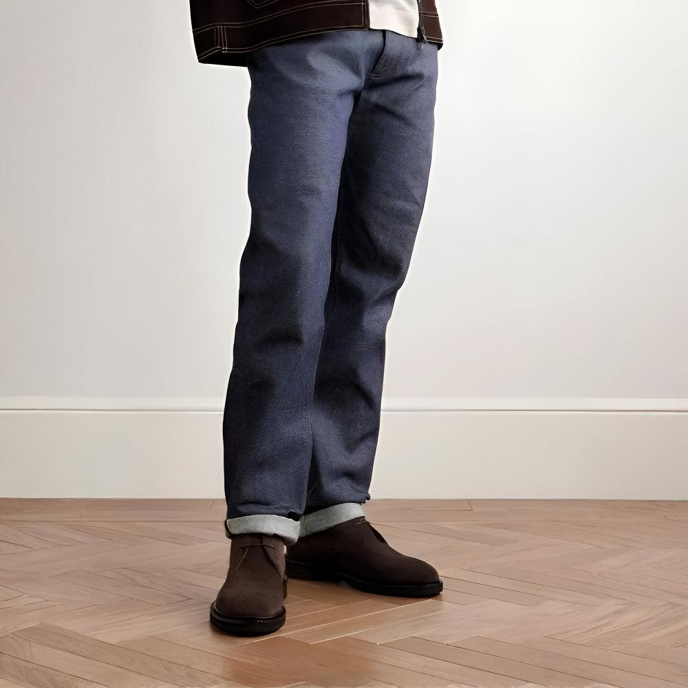 Men's Brown Ankle Boots Chukka Style Lace-Up Design 9